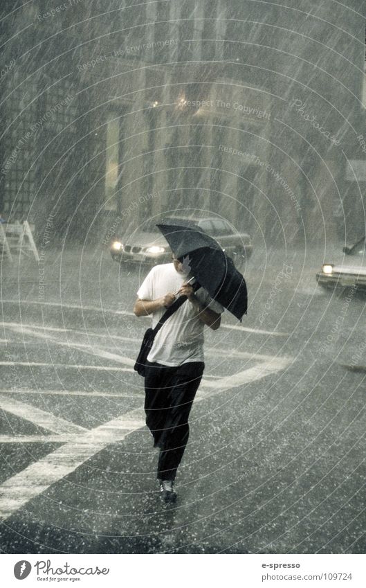 The Raining Man, Soho, New York, N.Y. New York City Art Manhattan Gale Wet Joy Human being Water photographic art