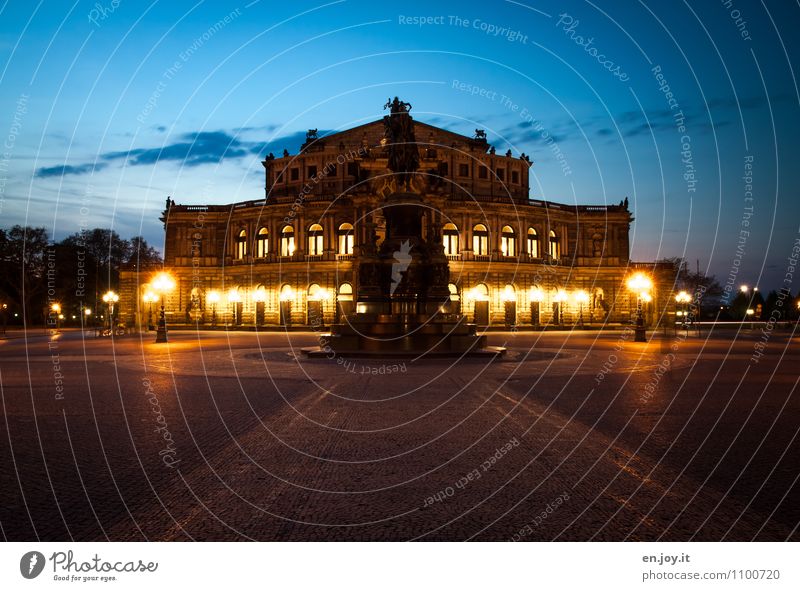 frontal Vacation & Travel Tourism Sightseeing City trip Theatre Opera house Sky Night sky Dresden Saxony Germany Europe Town Capital city Manmade structures