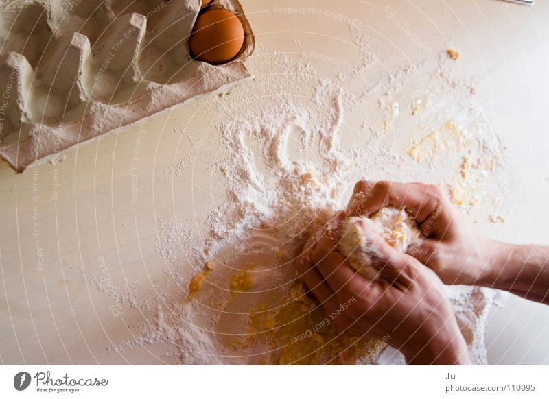 Baking Colour photo Close-up Detail Copy Space left Copy Space top Neutral Background Bird's-eye view Food Dough Baked goods Cake Flour knead Mix Nutrition