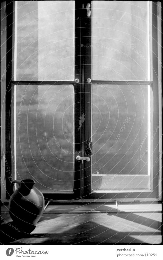 windows Window Window board Pane Backyard Wall (barrier) Fire wall Vase Water jug Earthenware jug Window box Without prospects Kitchen Flat (apartment) Detail