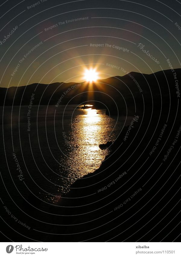 Greek island sunset Sunset Ocean Paros Reflection Coast Yellow Twilight Greece Celestial bodies and the universe Summer Island Light (Natural Phenomenon) Gold