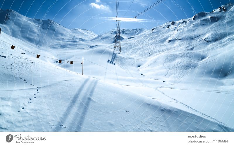 To the top Ski run Weather Snow Mountain Glacier Vacation & Travel Ischgl Multicoloured Exterior shot Deserted Light Reflection Wide angle Ski resort High Alps