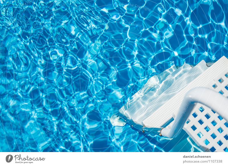lateral entry Vacation & Travel Summer Summer vacation Sun Sunbathing Living or residing Flat (apartment) Water Swimming pool Blue White Colour photo Deserted