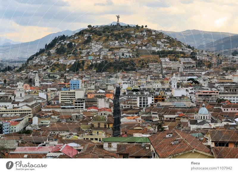 Panecillo hill over Quito's cityscape in Ecuador Vacation & Travel Business Town Downtown Religion and faith virgin panecillo metropolitan historical America