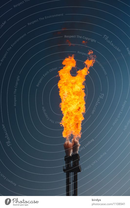 Industrial gas flare. Gas flaring Industrial torch Flame Industry Energy industry Torch Smoke Blaze Energy crisis CO2 emission Fire gas crisis Authentic