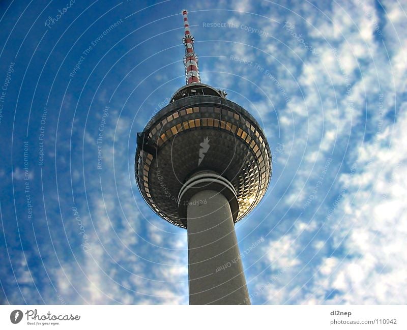 The transmitter Broacaster Alexanderplatz Television Radio technology Landmark Monument television tower broadcast Tower Berlin Radio (broadcasting) Sky