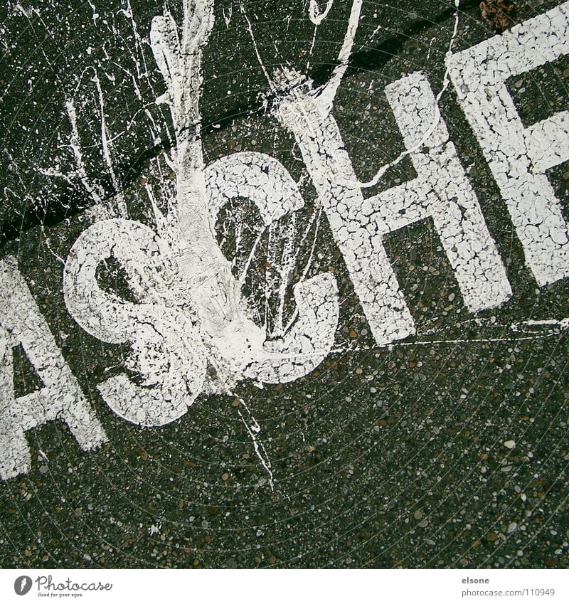 ::ASCHE:: Letters (alphabet) Text White Lettering Typography Parking lot Concrete Gray Black Pforzheim Traffic infrastructure Communicate Characters