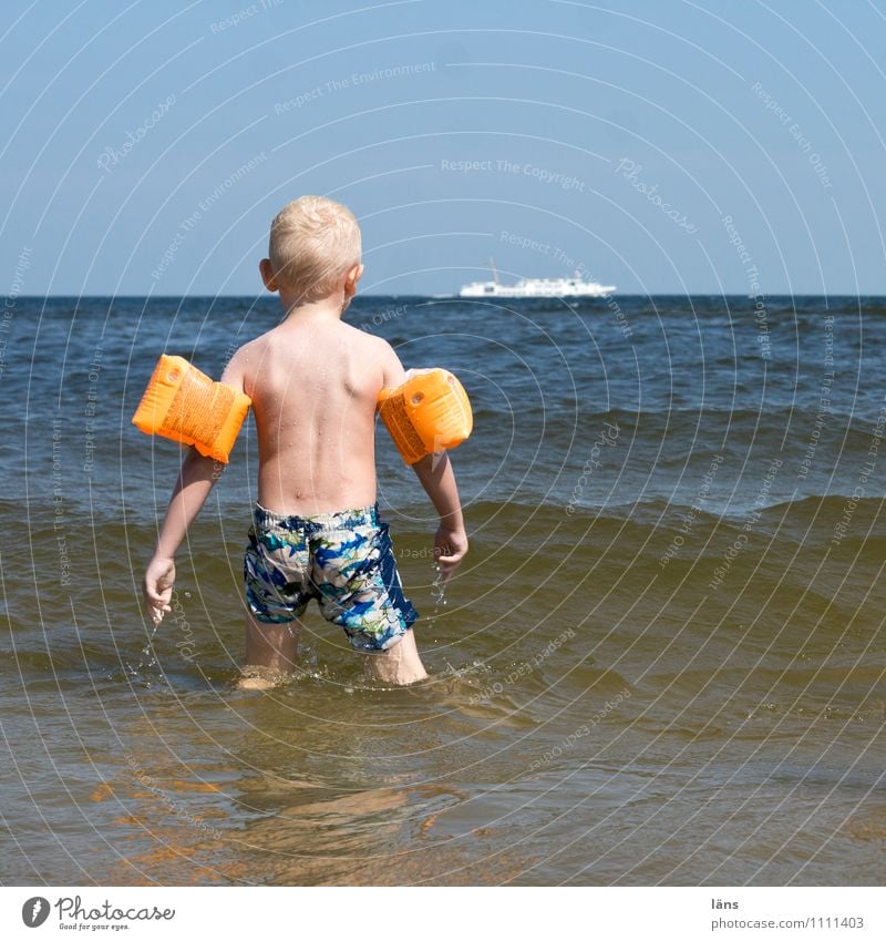 Where's my water pistol? Swimming & Bathing Leisure and hobbies Playing Vacation & Travel Tourism Far-off places Summer Beach Ocean Waves Masculine Child