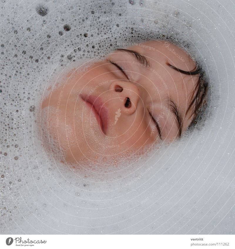 go underground Child Girl Bathtub Foam Sleep Dive Style Bathroom Eyes Mouth Hair and hairstyles Water Snow Face Blow