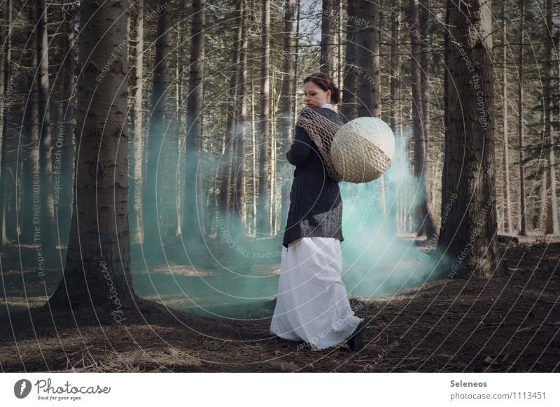 Bird's egg Forest Smoke Woman Exterior shot Nature Tree Environment Human being Feminine Landscape Adults Dress Production Spring Light cloud of smoke