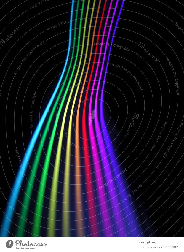 colour spectrum 04 Spectral Prismatic colour Prismatic colors Stripe Light Delicate Parallel Electronic Tube light Hose Black Virtual Online Violet Green Blur