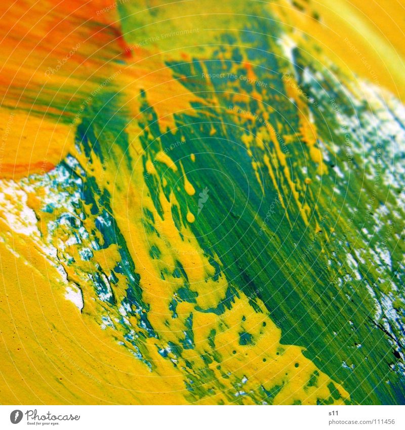 colour traces Trace of color Brush stroke Painting and drawing (object) Art Multicoloured Tone-on-tone Yellow Green Red White Background picture Colour