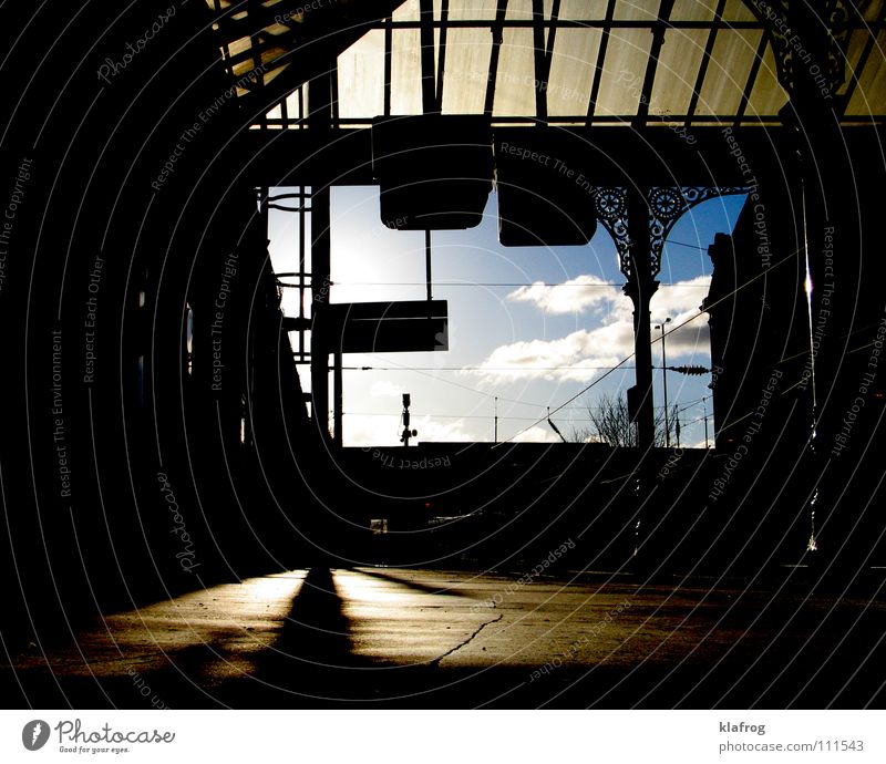 train spotting Railroad Dusk Clouds Wanderlust Arrival Station Public service Transport Train station Twilight Shadow Sky Vacation & Travel Trip journey