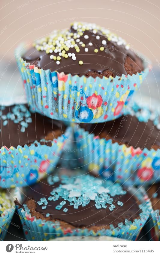 Chocolate muffins IV Dough Baked goods Cake Candy Nutrition Eating To have a coffee muffin paper cups Design Party Feasts & Celebrations Birthday
