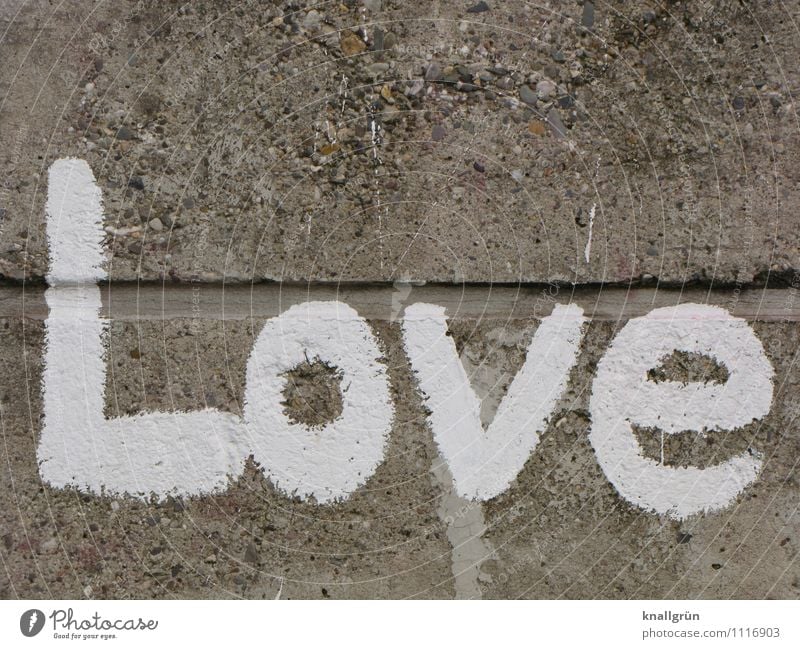 love Wall (barrier) Wall (building) Facade Characters Graffiti Communicate Town Gray White Emotions Love Infatuation Colour photo Exterior shot Deserted