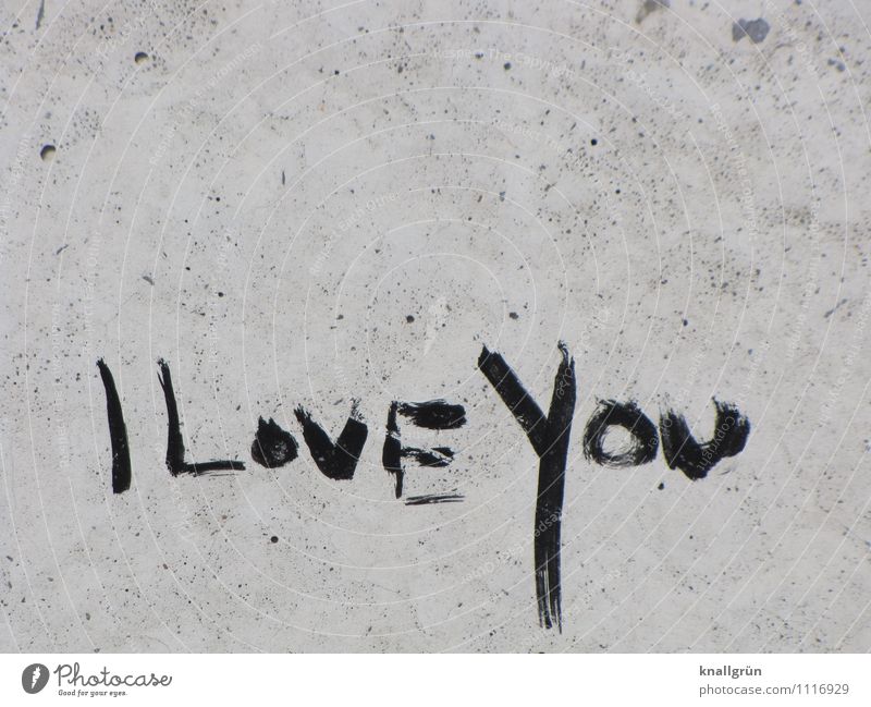 I Love You Wall (barrier) Wall (building) Facade Characters Communicate Dirty Town Gray Black Emotions Infatuation Relationship i love you Graffiti Colour photo