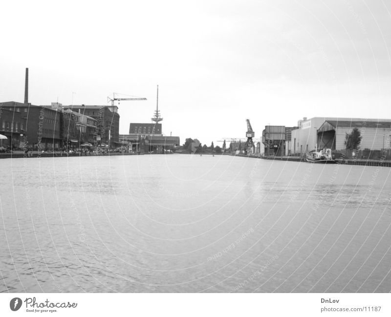 port Crane Industry Harbour Black & white photo Old