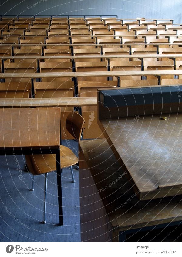 Teach You Grid Row of seats Seating capacity Incline Empty Expectation Event Dark Audimax Multiple Places Lecture hall Academic studies Education Audience