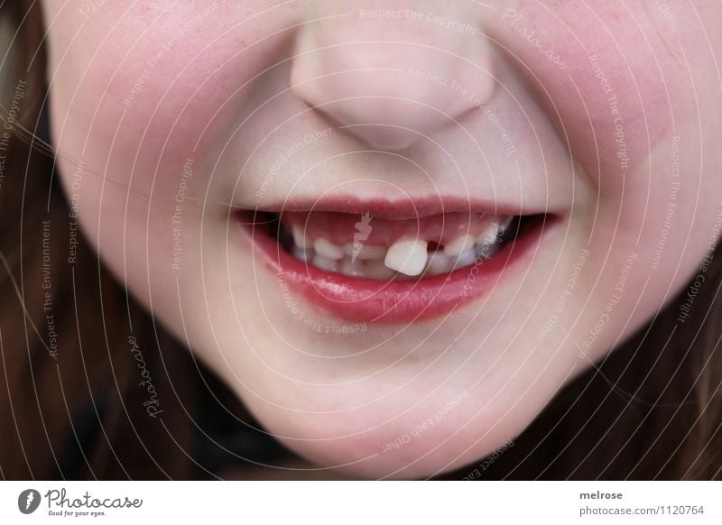 loose tooth Child Girl Infancy Face Nose Mouth Lips Teeth Incisor Milk teeth 1 Human being 3 - 8 years Loose tooth Hang Smiling Illuminate Growth Friendliness