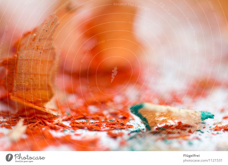 splinter Art Draw Crayon Orange Turquoise Paper Creativity Wood Structures and shapes Untidy Dirty Sharpener Stationery Colour photo Macro (Extreme close-up)
