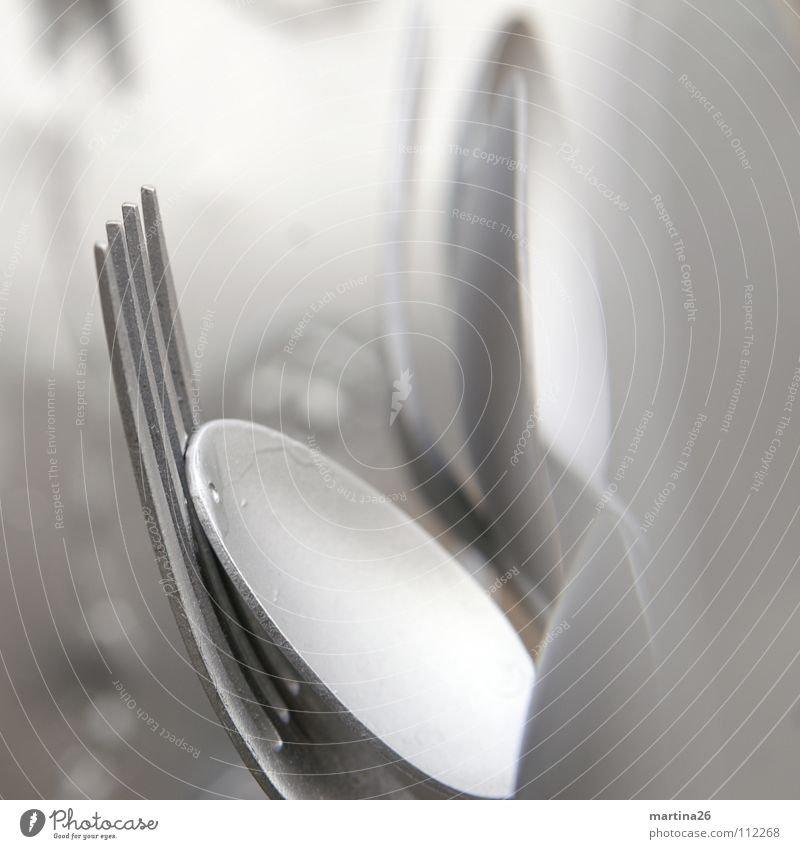 Cutlery - uh, art! Spoon Fork Cold Sculpture Art Still Life Household Arts and crafts  Macro (Extreme close-up) Close-up Silver metallic depth blur Elegant Art!