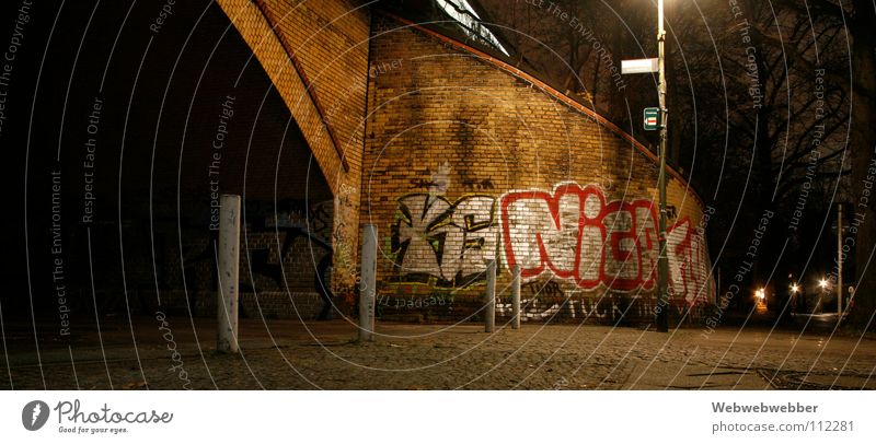 S-Bahn Sprayer Wall (building) Painted Commuter trains Brick Sidewalk Loneliness Bans Bridge graffiti grafity night Berlin Pole tunner nightfever smeared
