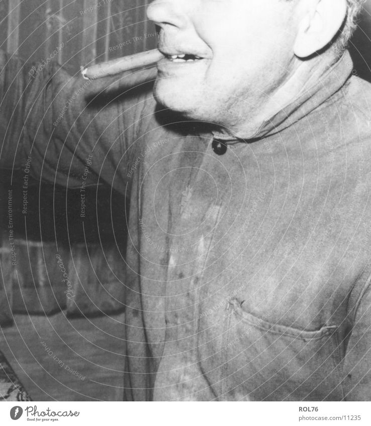 smoke Cigar Workwear Man Nicotine Human being Smoke Black & white photo