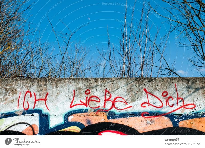 I love you Graffiti Wall (barrier) Wall (building) Characters Love Write Blue Multicoloured Red Infatuation Loyalty Romance Interpretation Communicate