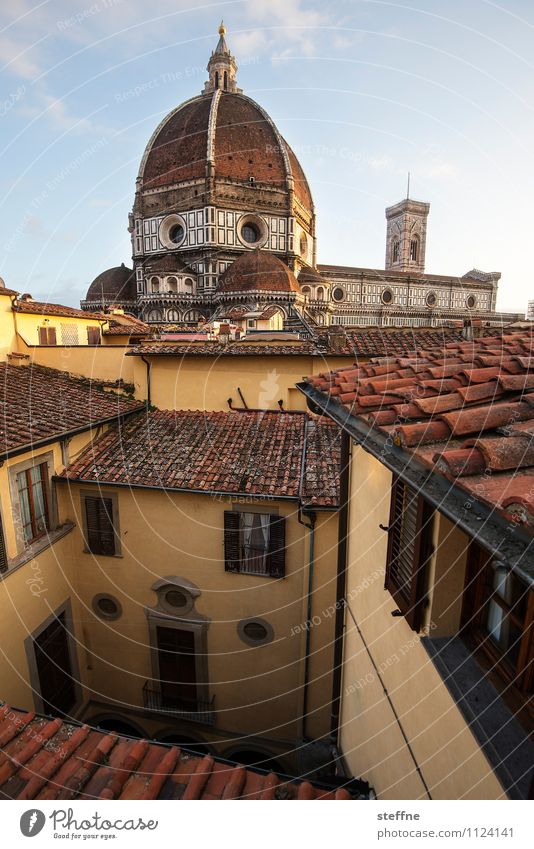 bellezza Sky Sunlight Beautiful weather Old town Church Dome Roof Esthetic Religion and faith Florence Santa Maria del Fiore Tuscany Domed roof Marble