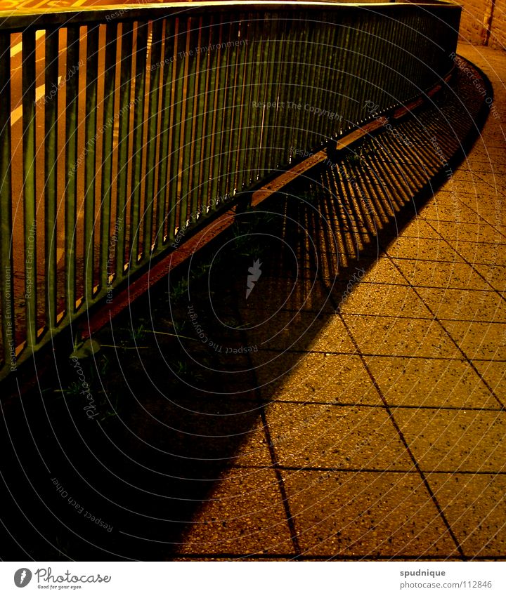 swing Night Town Loneliness Pedestrian Sidewalk Traffic infrastructure Beautiful Autumn Handrail Shadow Structures and shapes Line Perspective Lanes & trails