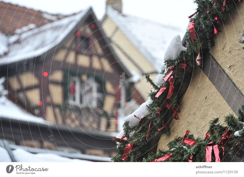 Christmas truss. Village Small Town Downtown Old town House (Residential Structure) Cold Christmas & Advent Snowfall Gable Gable end Half-timbered facade