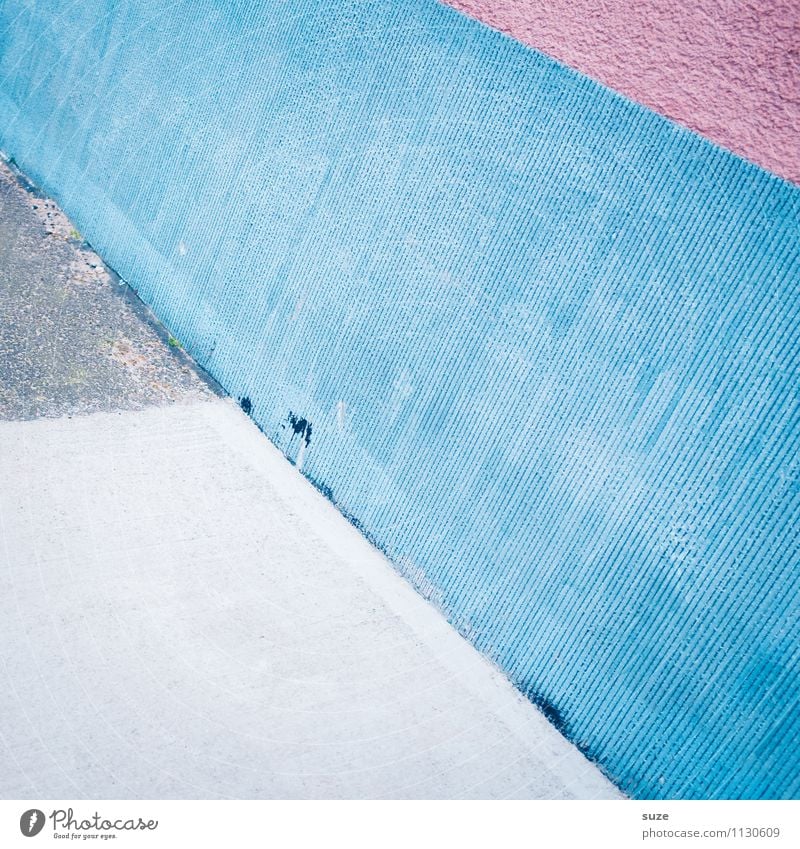 Against the wall ... Lifestyle Style Design Art Wall (barrier) Wall (building) Facade Line Stripe Sharp-edged Simple Modern Blue Pink White Creativity