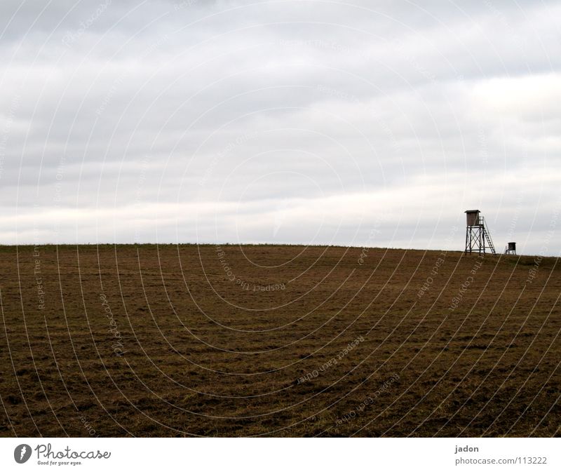 tower endgame Hunting Blind Field Clouds Duel Audience Observe Looking White Brown Autumn Calm Brandenburg Simple Minimal 2 Sky Tower Blue Loneliness Posture