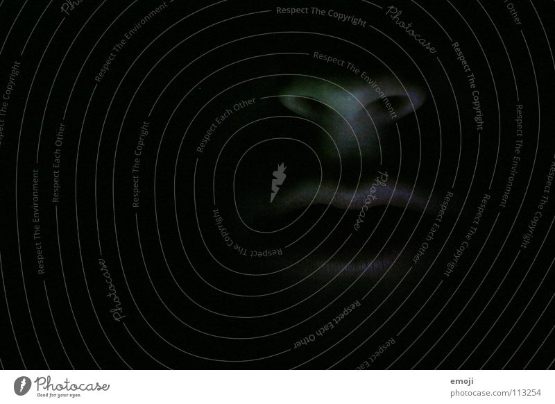 queer Strange Lips Mysterious Dark Ghostly Ghosts & Spectres  Black Silhouette Light Lamp Flashlight Nostril Panic Scare Grainy Hallowe'en Fear Obscure face