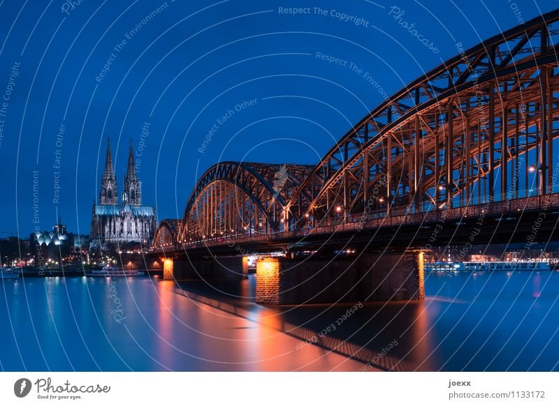 688,5 Cologne Town Dome Bridge Manmade structures Building Architecture Tourist Attraction Cologne Cathedral Old Blue Brown Hohenzollern Bridge Colour photo