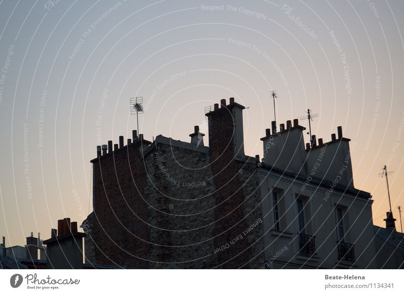 Parisian roofscape France Capital city House (Residential Structure) Wall (barrier) Wall (building) Facade Window Roof Chimney Antenna Old Glittering