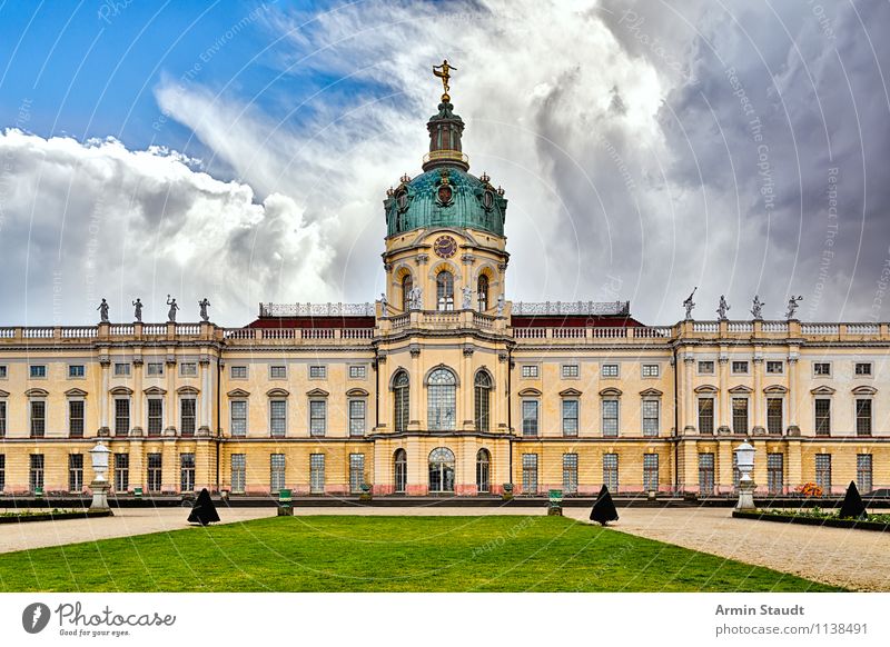 Charlottenburg Palace Style Design Architecture Air Sky Clouds Spring Summer Beautiful weather Storm Meadow Berlin Deserted Castle Park Manmade structures