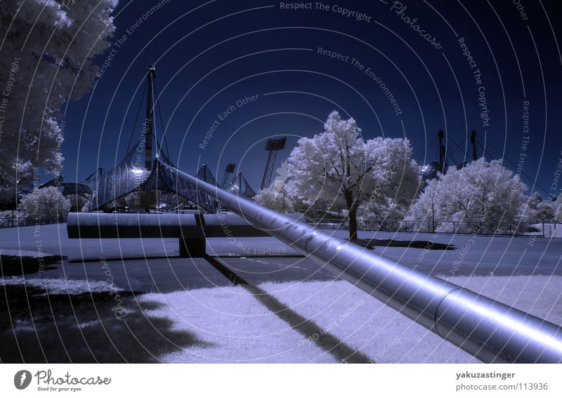 Moonlight Mile Infrared Infrared color White Tree Meadow Munich Long exposure Blue Lawn Sky woodeffect Architecture