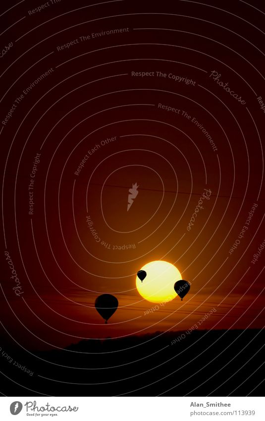 into the sun Sunset Aviation Celestial bodies and the universe hot air balloon sundown. evening dawn flying Air landscape