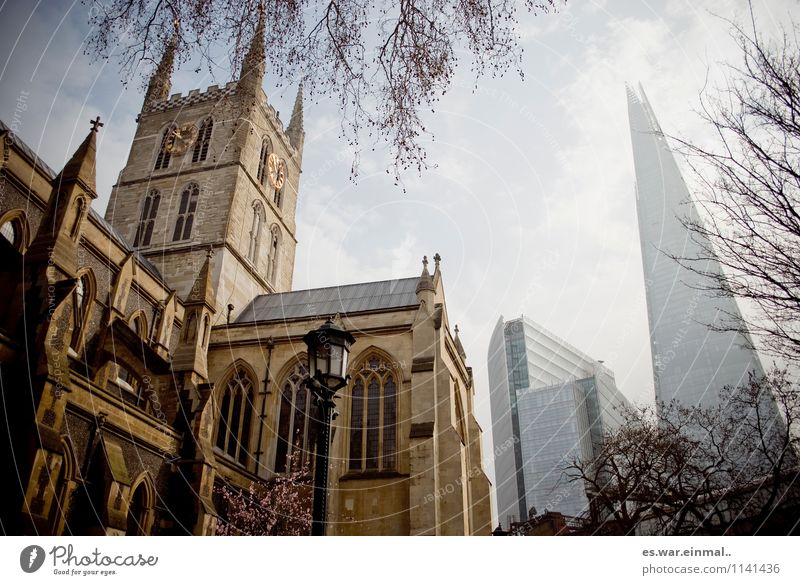 London I Town Capital city Church Old Esthetic New Architecture Colour photo Exterior shot Worm's-eye view
