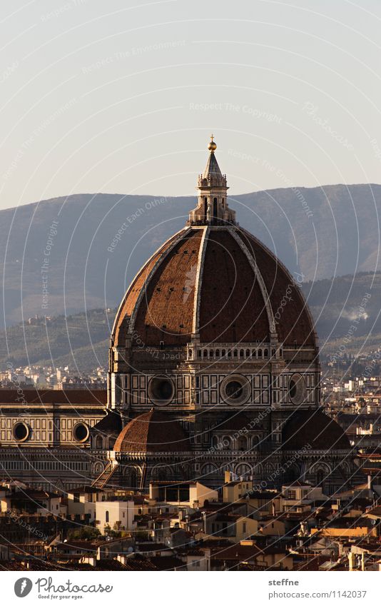 Church: Florence Sunrise Sunset Beautiful weather Hill Tuscany Italy Skyline Dome Tourist Attraction Landmark Religion and faith Architecture Domed roof