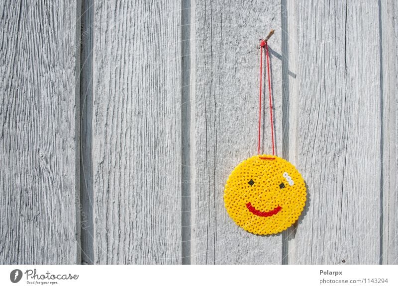 Smiley on a wall Style Joy Happy Face Table Business Mouth Sign Smiling Love Fresh Funny Natural Cute Yellow Red Creativity Tradition pearls handmade thread