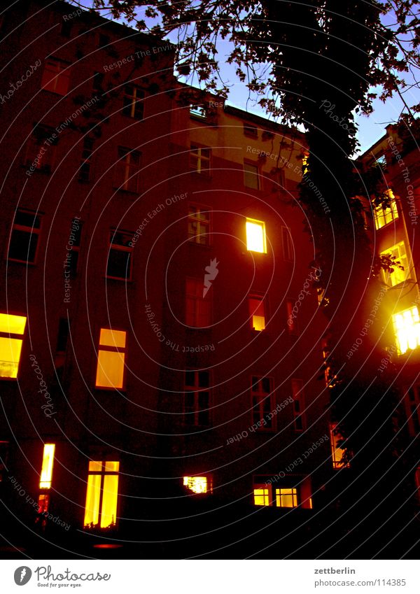 Advent calendar House (Residential Structure) Backyard Town house (City: Block of flats) Night Evening Window Illuminate Awareness Light Discretion Private