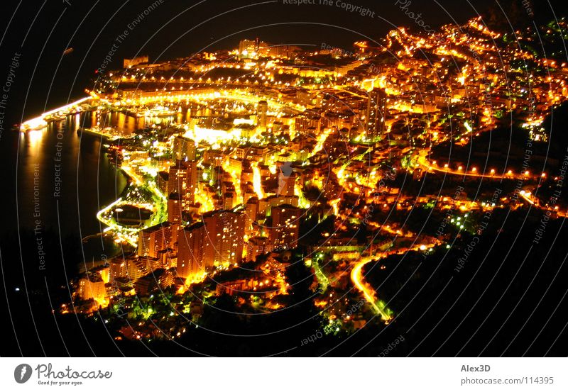 Monaco at night Night Black Europe Light Harbour Mediterranean sea Gold Casino Life