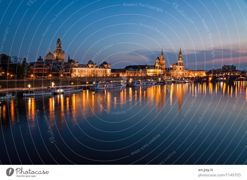 beautiful it is there Vacation & Travel Tourism Trip Sightseeing City trip Night life Night sky River Elbe Dresden Saxony Germany Town Old town Skyline Church