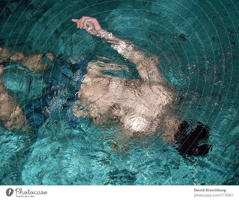 The not drowning hand Swimming & Bathing Dive Surface of water Whirlpool Turquoise Mens back Swimming pool 1 Person Individual Only one man Athletic Adults