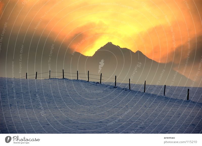 Hot Cold Winter Fence Sunrise Physics Fog Power Force Landscape Snow Mountain Alps Warmth