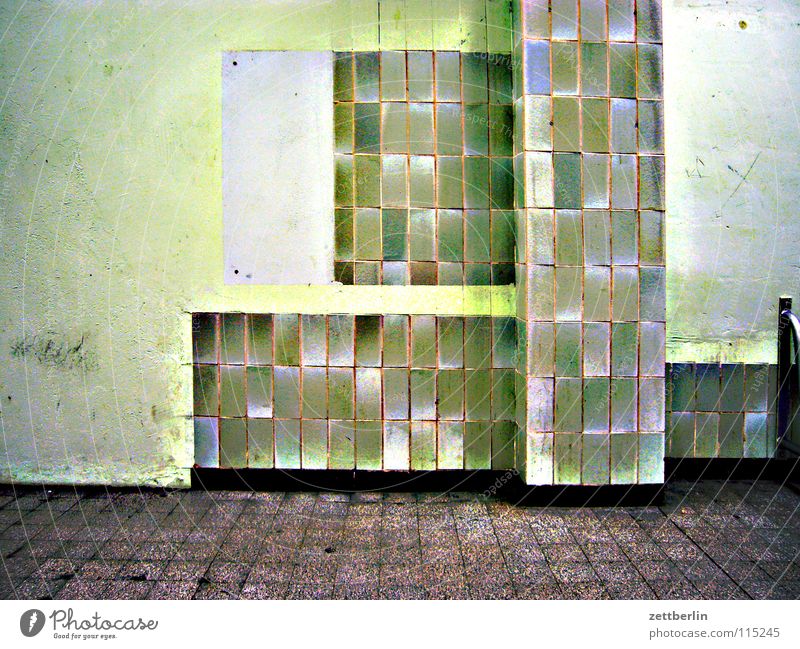 tiles Tile Waiting area Green Green undertone Column Pedestal Run-down Architecture Derelict tile layers expansion interior finishing wet room Departure lounge