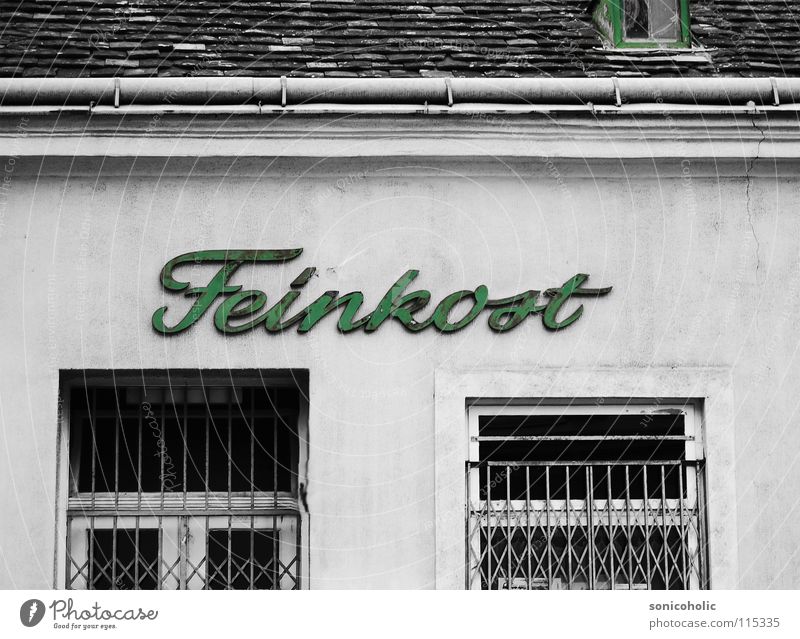 Fine food Commerce Store premises Food Grating Window Colorkey Typography Derelict delicatessen holier