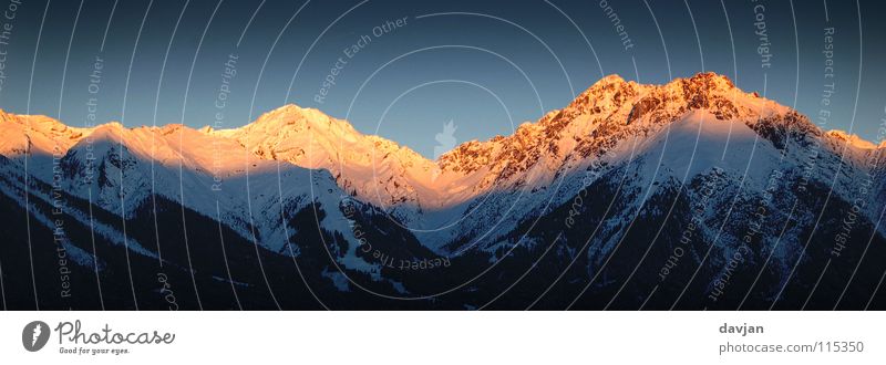 ALPENGLÜHEN Cold Physics White Dusk Exterior shot Sunset Winter Massive Calm Might Peak Austria Evening Panorama (View) Mountain Tall Warmth mountain glow Gold